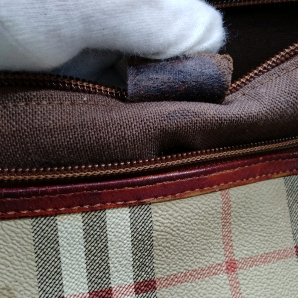 Burberry's Boston Bag Brown PVC W/Adjustable Strap - Picture 9 of 9